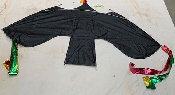 back view of Sky Crow Bird Scarer kite