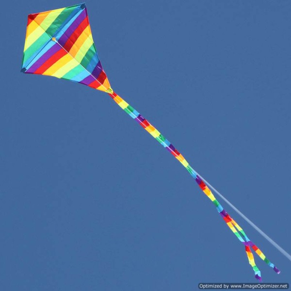 NEW Fun Social Distancing Toy! In the Breeze Rainbow Diamond Kite with Tails 