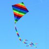 small Rainbow Diamond kite for kids doing circles in the sky