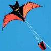 Bat kite with drogue tail in flight