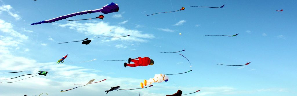 large inflatable Kites flying at Redcliffe kitefest 2018