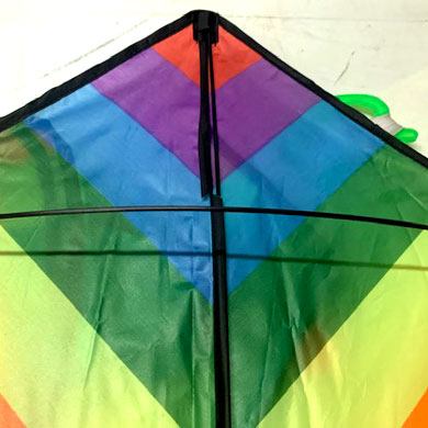 mini delta kite with fiberglass spreader rod across the sail