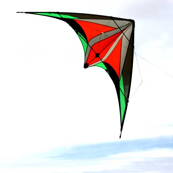 Fluid carbon framed performance kite in the sky