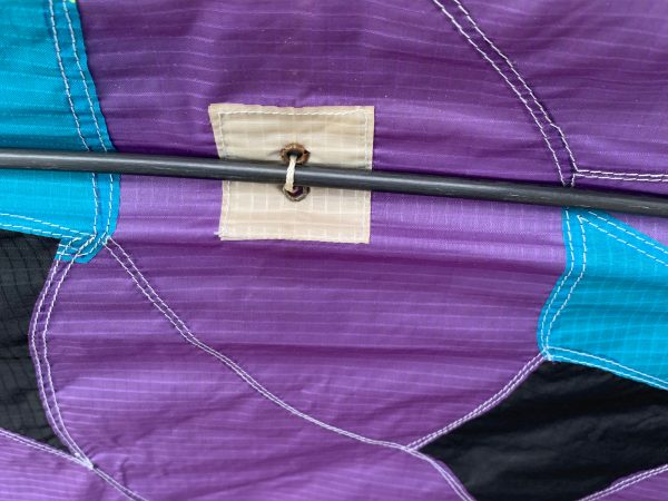 close up of sewing detail on a rok kite