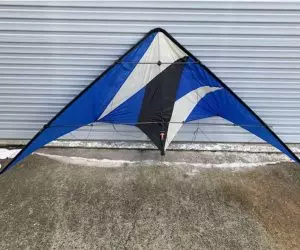 blue white and black high performance kite