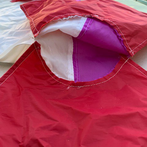 closeup of fish windsock inside