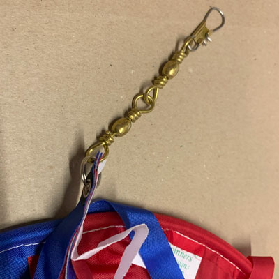 brass snap swivel on 2 meter spinsock