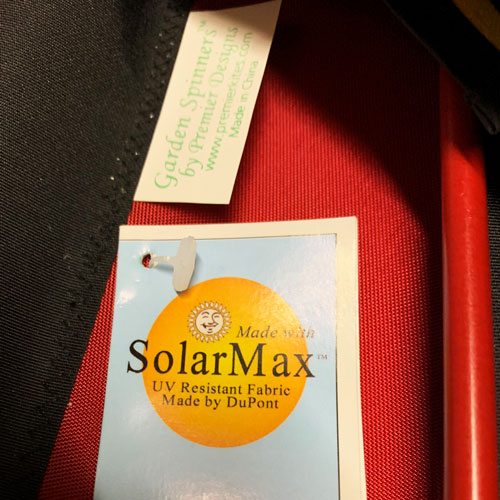 SolarMax label for cloth used on the banners