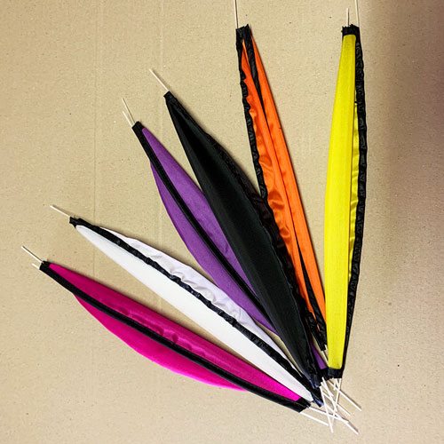 coloured fabric vanes for a 4 meter banner