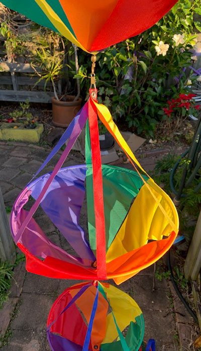 rainbow coloured spinsock baskets