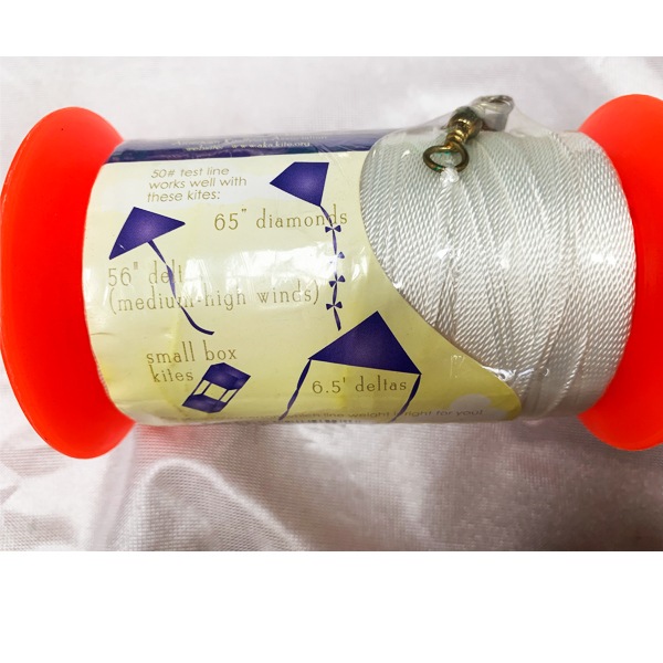 orange plastic spool with 25kg kite line and brass snap swivel