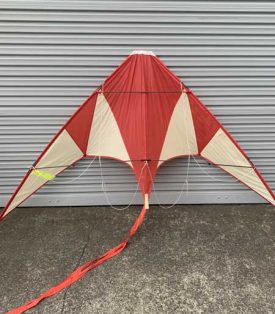 red and white stunt kite