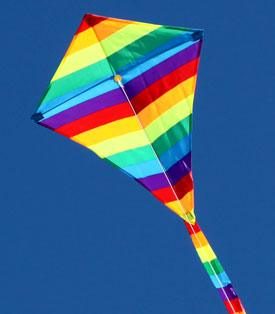 small rainbow patterned diamond kite for kids