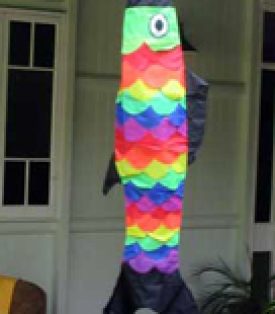 rainbow fish windsock on verandah